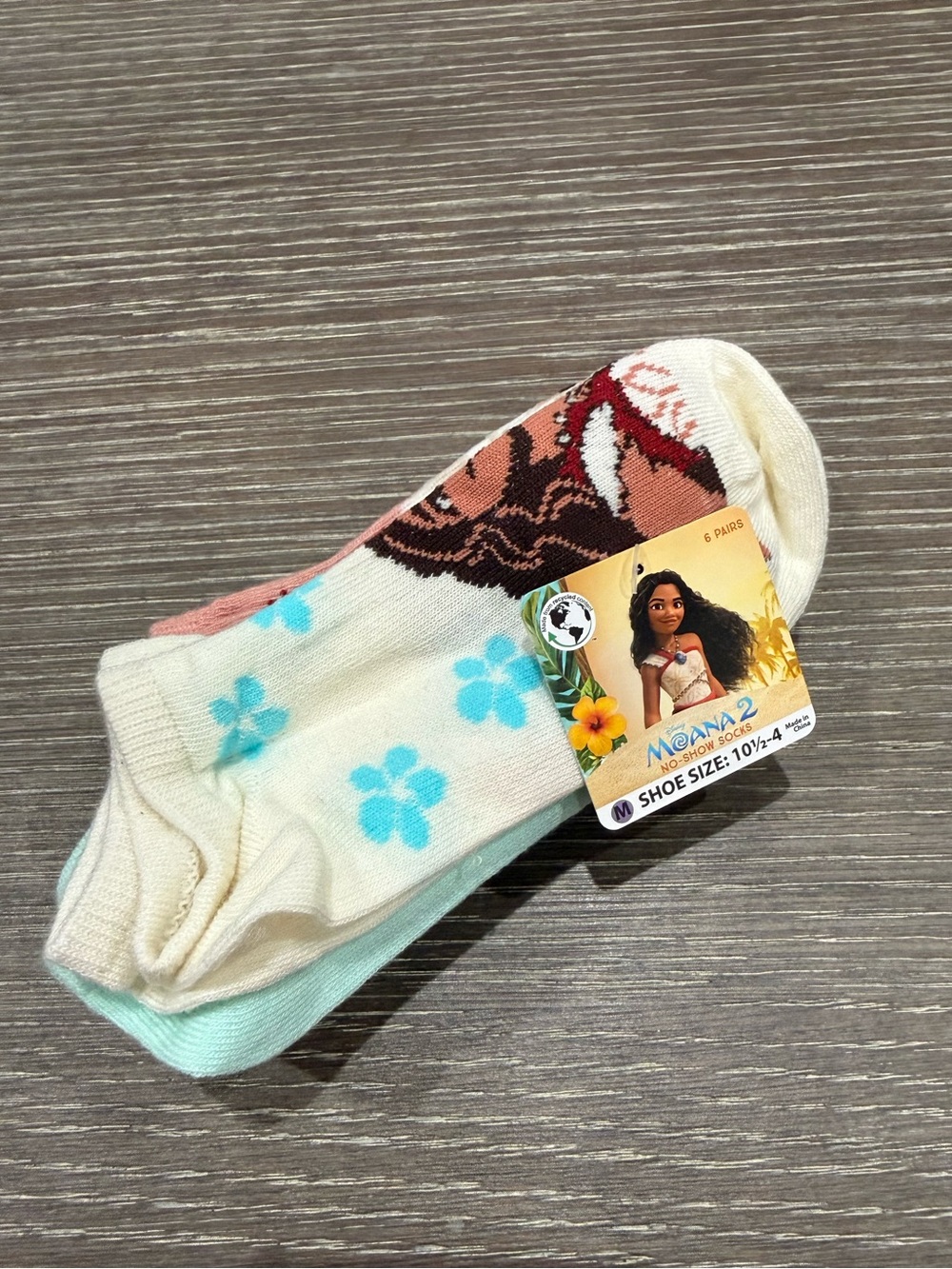 NWT Size medium (10.5-4) Moana 2 No-Show Socks 6 pairs
